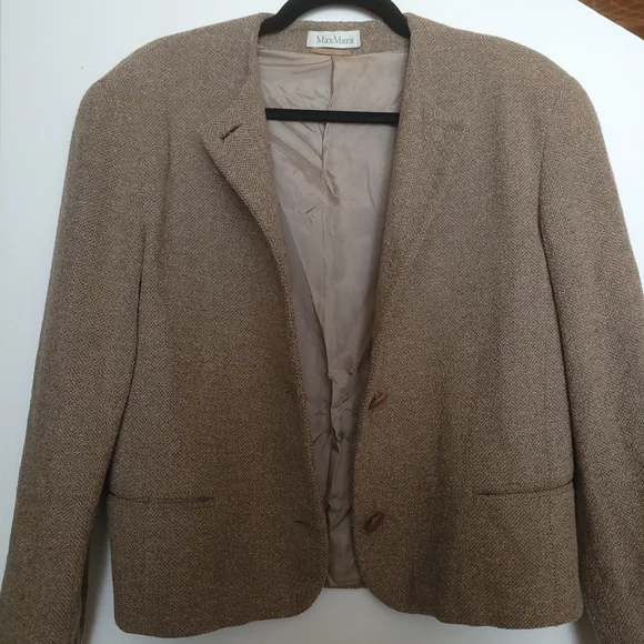 Vintage Max Mara light taupe brown grey wool jacket - Picture 5 of 10